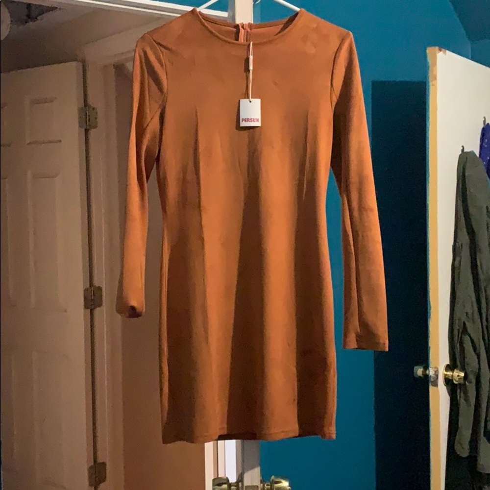 Long sleeve suede dress
